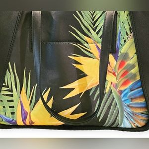 Calvin Klein Marissa Saffino Leather Bag Black Palm Print Tote